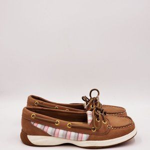 Sperry Brown and Pink Striped Sneakers